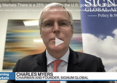 There is a 25% probability the U.S. government will default on bond payments: Charles Myers